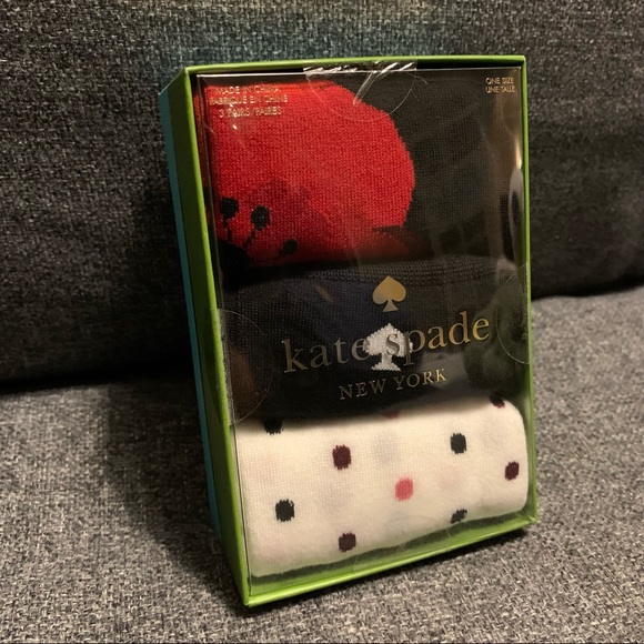 Kate Spade Boxed Crew Sock Set - 3 Pairs! - Picture 2 of 4